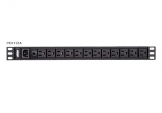 Produktfoto för ATEN Basic PDU PE0112G - Kraftdistributionsenhet (kan monteras i rack) - AC 100-240 V - 2400 VA - ingång: IEC 60320 C14 - utgångskontakter: 12 (12 x IEC 60320 C13) - 1U - 3.05 m sladd