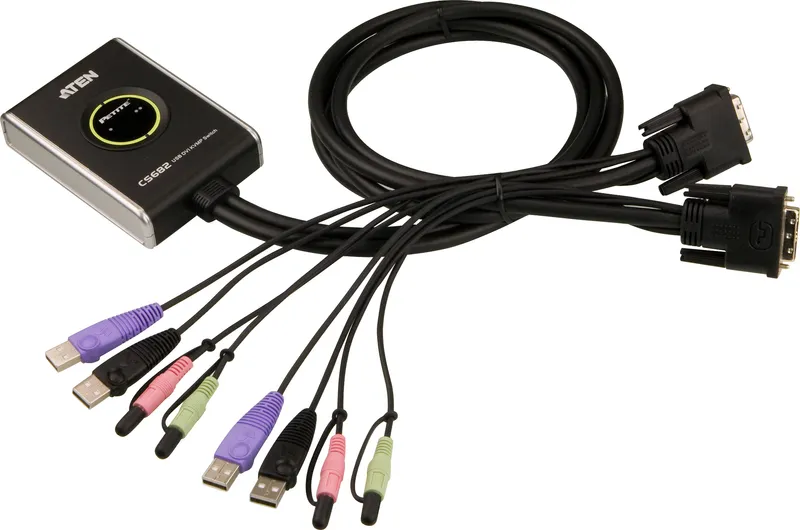 Bild 1 för ATEN CS682 - Omkopplare för tangentbord/video/mus/ljud/USB - 2 x KVM/ljud/USB - 1 lokal användare - skrivbordsmodell
