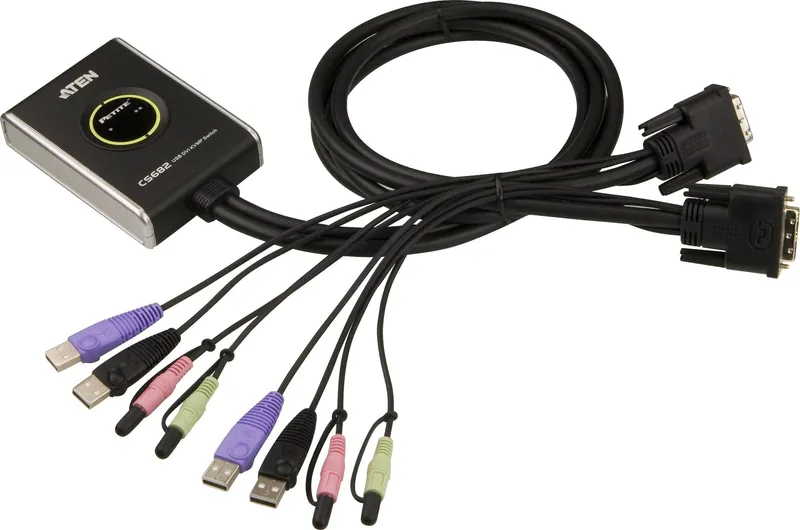 Bild 2 för ATEN CS682 - Omkopplare för tangentbord/video/mus/ljud/USB - 2 x KVM/ljud/USB - 1 lokal användare - skrivbordsmodell