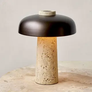 Produktfoto för Audo Copenhagen - Reverse Table Lamp - Bordslampa - Travertine / Bronzed Brass - Ø24 x H30 cm