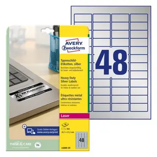 Produktfoto för Avery Etikett 45,7x21,2mm silver