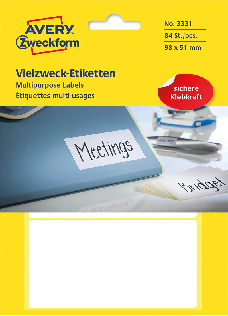 Alternativ bild 0 för Avery Etikett handskrift 98x51mm vit