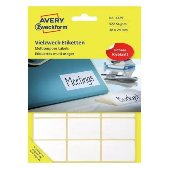 Alternativ bild 0 för Avery Etikett manuell 24x38 vit
