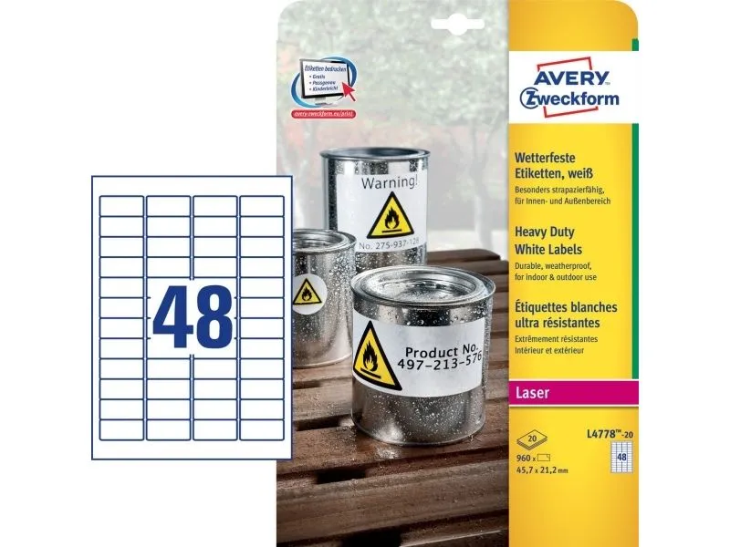 Alternativ bild 0 för Avery Etikett slitstark.45,7x21,2mm