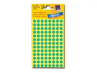 Produktfoto för Avery Permanenthäftande färgkodningsprickar, För markering, Ø 8 mm, Grön