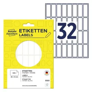 Produktfoto för Avery Universaletiketter, 38 x 14 mm, 928 Etiketter, Vit