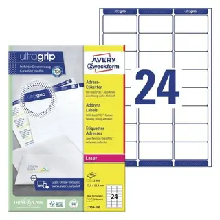 Produktfoto för AVERY Zweckform Etikett UltaGrip 63,5x33,9mm
