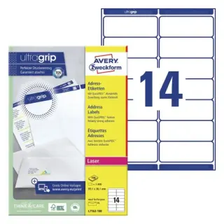 Produktfoto för AVERY Zweckform Etikett UltaGrip 99,1x38,1mm