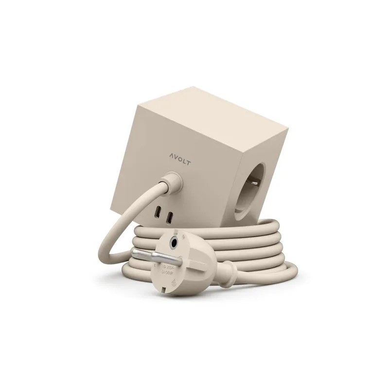 Alternativ bild 0 för Avolt Stikdåser - Square 1 w/30W Dual USB-C & Magnet 1,8m Beige Avolt