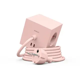 Produktfoto för Avolt Stikdåser - Square 1 w/30W Dual USB-C & Magnetic Base 1,8m Old Pink Avolt