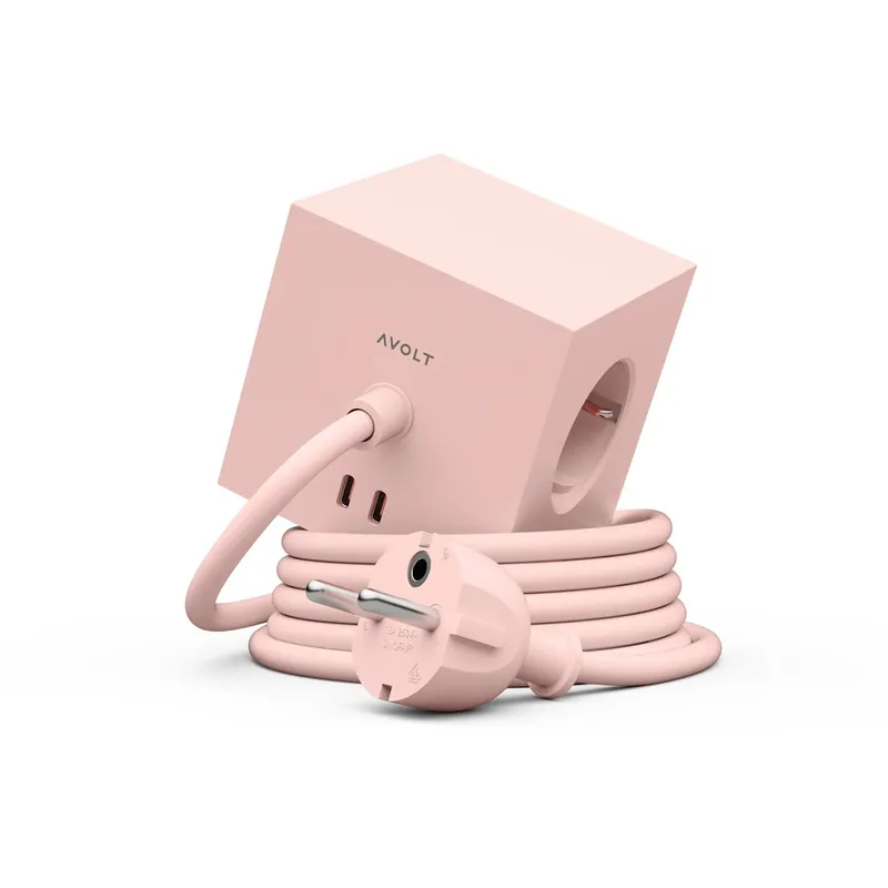 Alternativ bild 0 för Avolt Stikdåser - Square 1 w/30W Dual USB-C & Magnetic Base 1,8m Old Pink Avolt