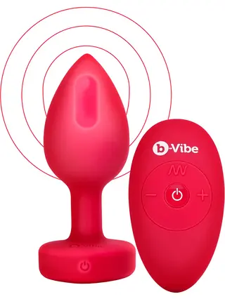 Produktfoto för B-Vibe: Vibrating Heart, Remote Control Plug, röd