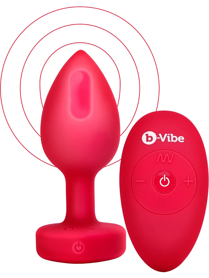 Alternativ bild 0 för B-Vibe: Vibrating Heart, Remote Control Plug, röd