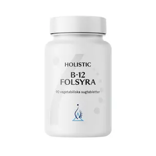 Produktfoto för Holistic B12 Folsyra, vegetabiliska sugtabletter 90 st