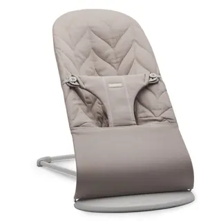 Produktfoto för BabyBjörn Bliss Vävd spjälsäng, sandgrå, bladmönster