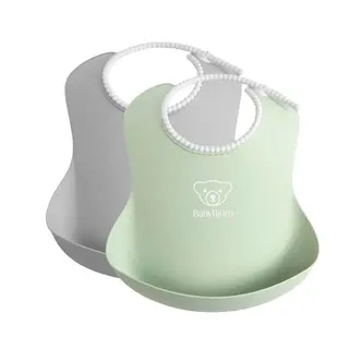 Produktfoto för Babybjörn haklapp 2-pack, grå/blekgrön