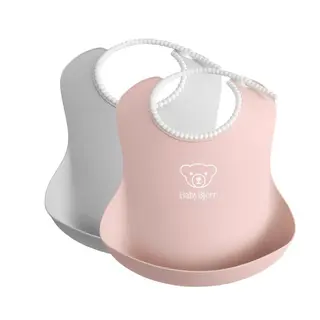 Produktfoto för Babybjörn haklapp 2-pack, grå/blekrosa