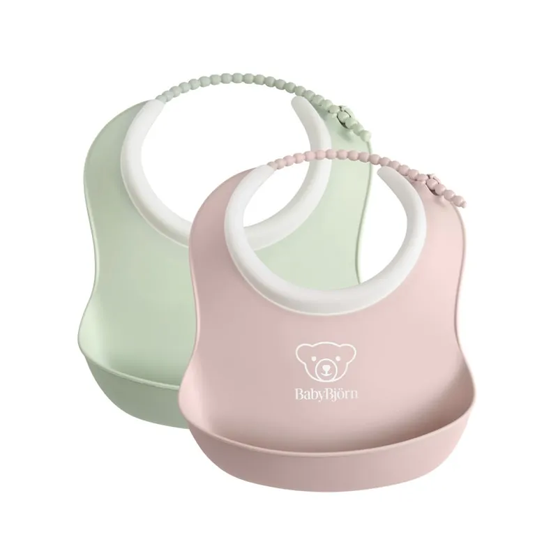 Bild 1 för Babybjörn liten haklapp 2-pack, blekgrön/blekrosa