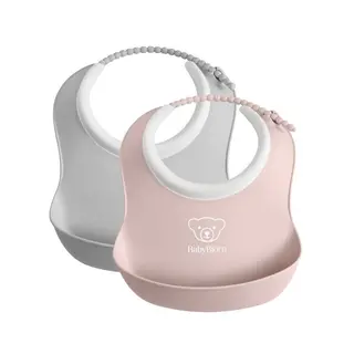 Produktfoto för BabyBjörn Liten Haklapp Grå/Rosa 2-pack
