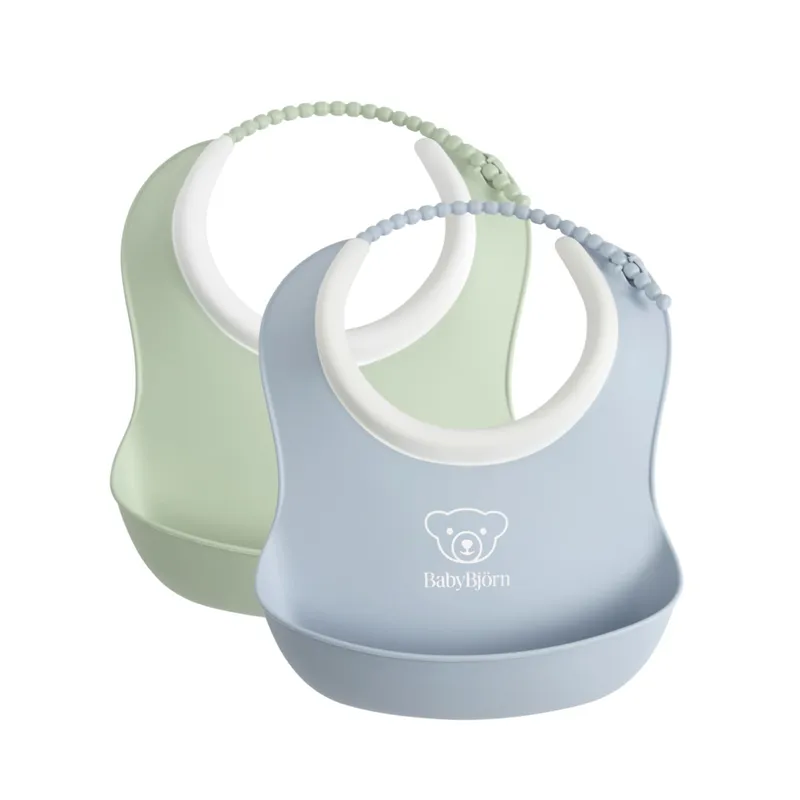 Bild 2 för BabyBjörn Liten Haklapp Grön/Blå 2-pack