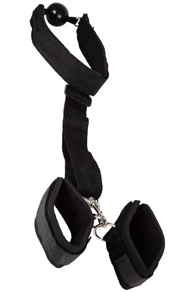 Bild 1 för Ball Gag with Wrist Restraints - svart