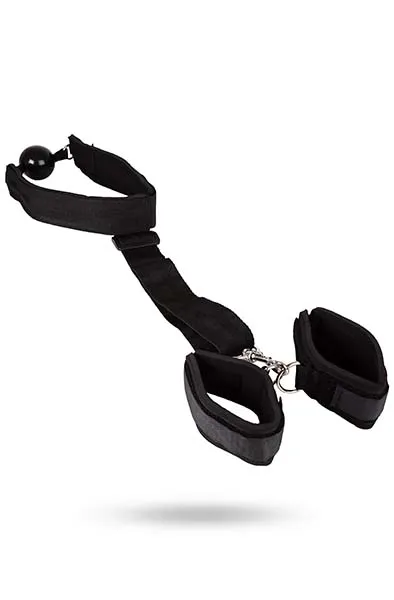 Bild 2 för Ball Gag with Wrist Restraints - svart