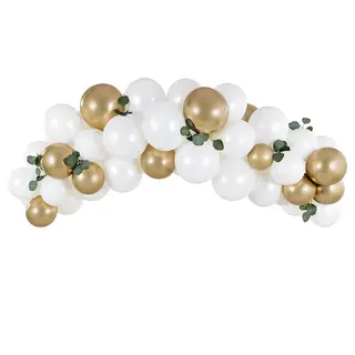 Produktfoto för Ballongbåge Guld & Vit 2m