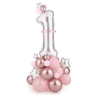 Produktfoto för Ballongbukett 1 År Rosa 90x140cm