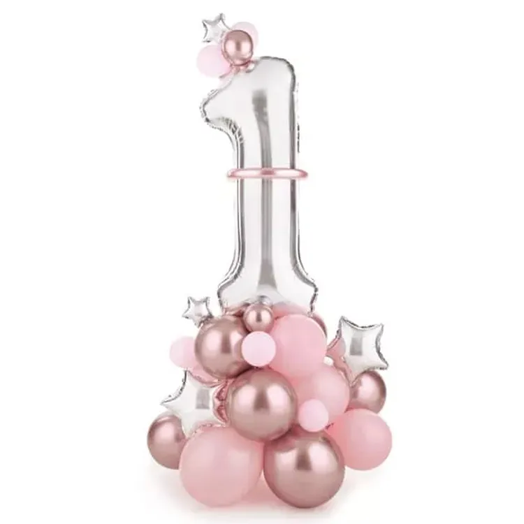 Alternativ bild 0 för Ballongbukett 1 År Rosa 90x140cm