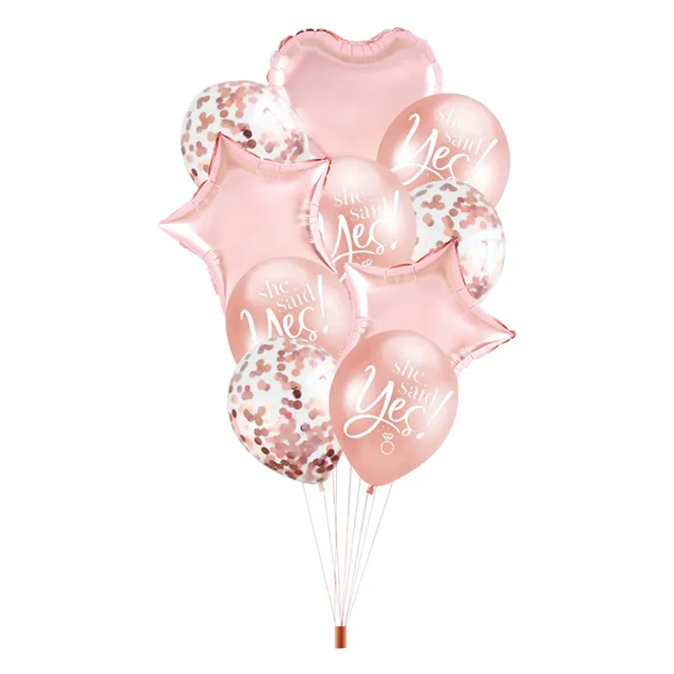 Alternativ bild 0 för Ballongset "She Said Yes" Roséguld