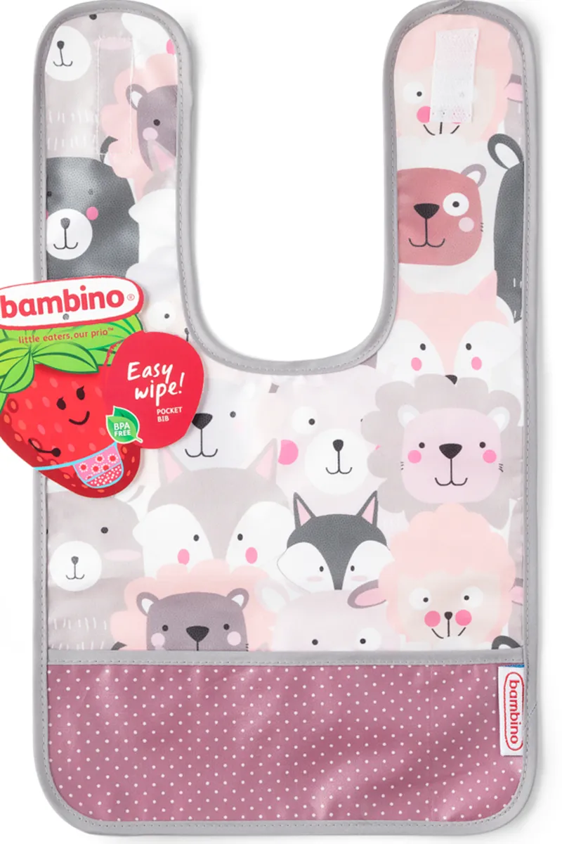 Alternativ bild 0 för Bambino Easy Wipe! Pocket bib Grey/pink