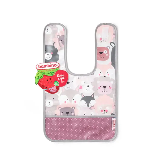 Alternativ bild 0 för Bambino Easy Wipe! Pocket bib Grey/pink