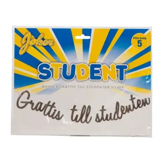 Produktfoto för Banderoll Grattis till studenten - silver