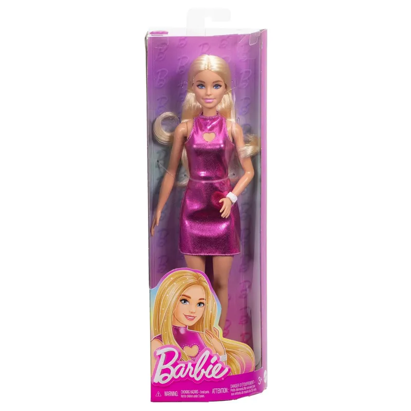 Bild 1 för Barbie Fashionistas Doll #230 in Metallic Pink Minidress With Heart Cut-Out