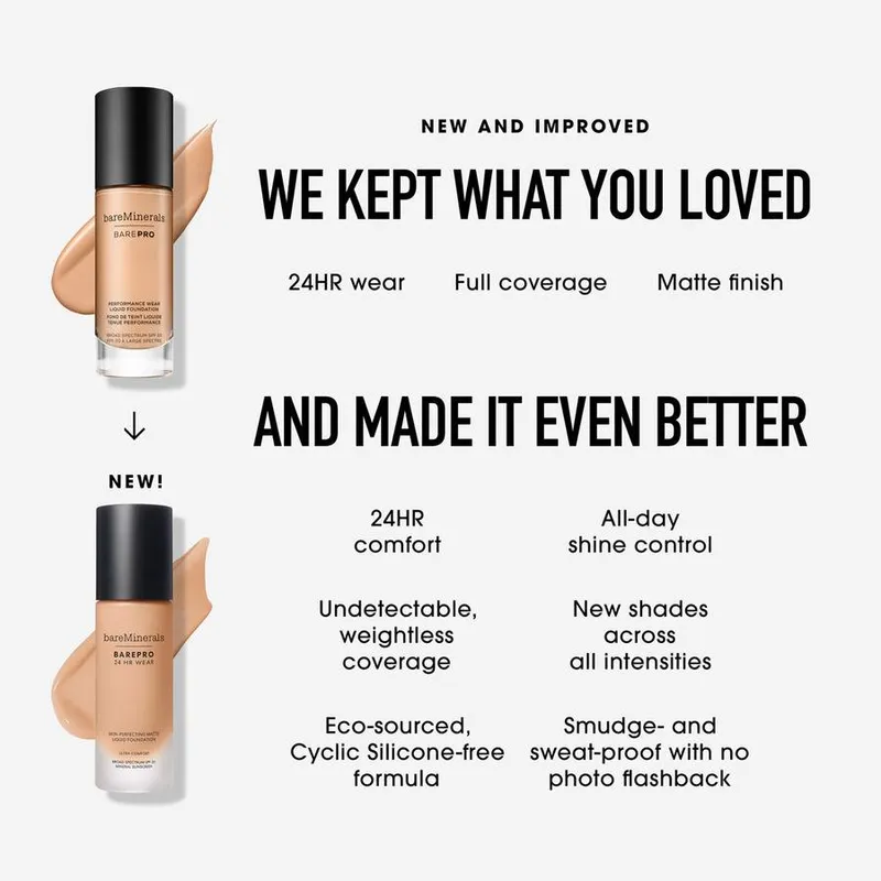 Bild 9 för bareMinerals BarePro 24H Matte Liquid Foundation Deep 65 Neutral