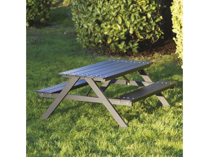 Alternativ bild 0 för Barnbord/bänkgrupp HORTUS A-modell svart plywood och ram i aluminium (801-093)