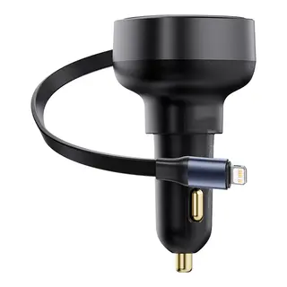 Produktfoto för Baseus Car Charger Enjoyment Pro with lightning cable + USB-C 55W (black)