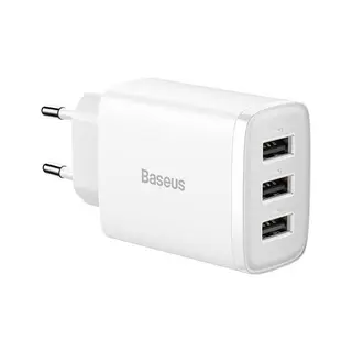 Produktfoto för Baseus Compact Quick Charger 3x USB 17W (White)