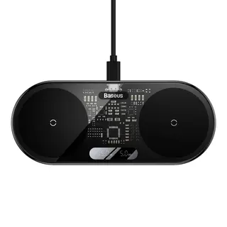Produktfoto för Baseus digital LED-display Kettős Qi-kabel utan nätadapter, 20W