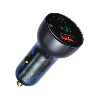 Produktfoto för Baseus Dual Quick Charger Car Charger Particular Digital Display QC+PPS 65W (grey)