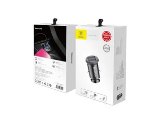 Produktfoto för Baseus Grain Car Charger 2x USB 5V 3.1A (black)