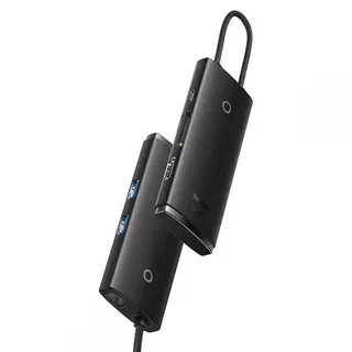 Produktfoto för Baseus Hub 6w1 Lite Series USB-C to 2x USB 3.0 + USB-C PD + HDMI + SD/TF (black) USB Hub - USB 3.0 - 2 porte - Svart