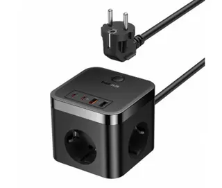 Produktfoto för Baseus PowerCombo Cube Väggladdare, 4000W, 2x USB-A, 2x USB-C, 3x EU-kontakt