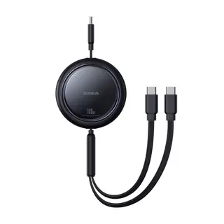 Produktfoto för Baseus USB-C indragbar kabel till 2x USB-C 100W, 1m - Svart