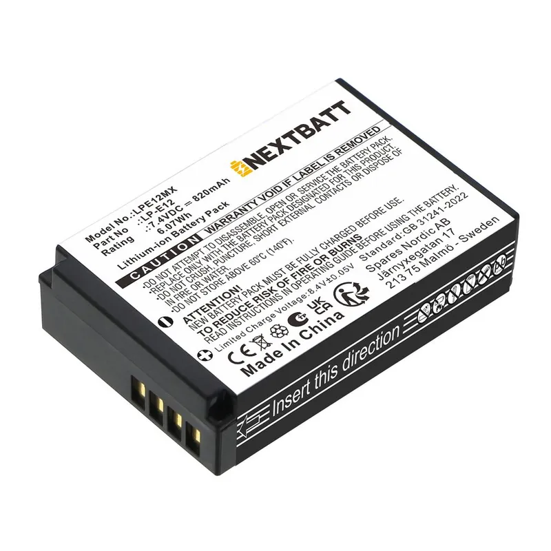 Alternativ bild 0 för Batteri till Canon LP-E12, EOS M m.fl. 820mAh, 7.4V
