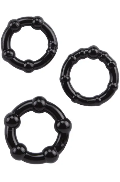 Bild 2 för Beaded Cock Rings Set Black Penisringar paket