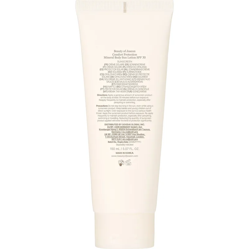 Bild 2 för Beauty of Joseon Comfort Protection Mineral Face & Body Sun Lotion SPF30 150 ml
