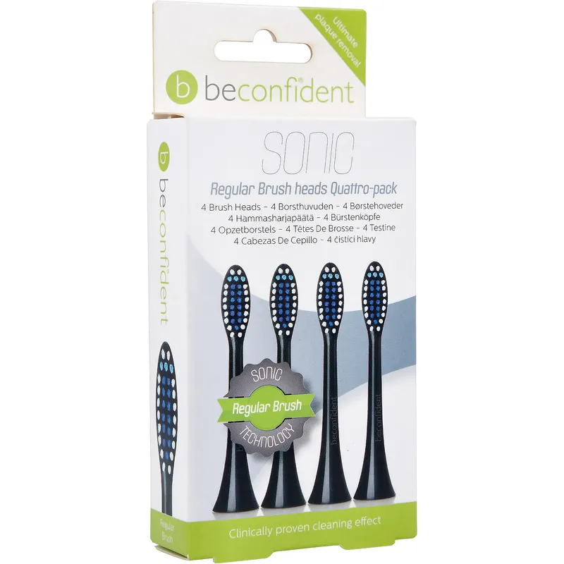 Bild 1 för Beconfident Sonic Tandborsthuvud Regular svart 4-pack