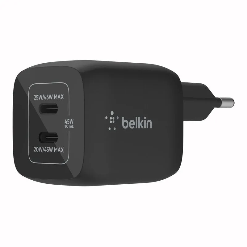 Alternativ bild 0 för Belkin BOOST CHARGE PRO power adapter - PPS and GaN technology - 2 x USB-C - 45 Watt