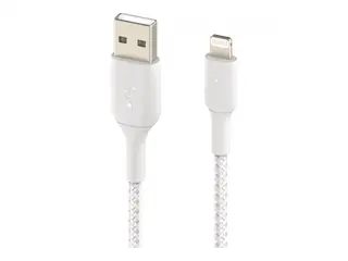 Produktfoto för Belkin Nylonflätad Lightning till USB-A kabel, 2 meter - Vit